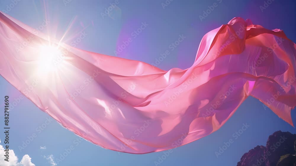 Poster the wind catches a piece of fabric and pulls it across the mountain pass creating a mesmerizing danc