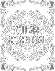 Printable mandala coloring page for kids and adults with motivational quote for self love and self care. it helps to succeed and struggle against life to enjoy the tough journey
