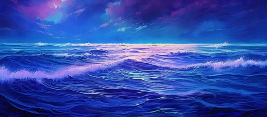 Obraz premium Vibrant Blue Seascape with a Pink Sunset