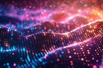 Obraz premium Vibrant Abstract Digital Wave with Colorful Light Particles