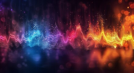 Fototapeta premium Abstract Digital Waveform With Blue, Red, and Yellow Lights