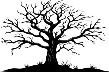 
Dead Tree Silhouette Vector art, Scary Trees black Silhouette, Forest Tree without leaves black and white clipart Collection