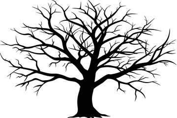 
Dead Tree Silhouette Vector art, Scary Trees black Silhouette, Forest Tree without leaves black and white clipart Collection