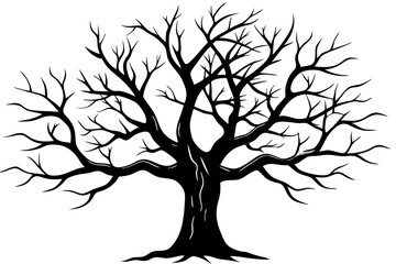 
Dead Tree Silhouette Vector art, Scary Trees black Silhouette, Forest Tree without leaves black and white clipart Collection
