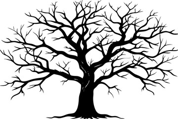 
Dead Tree Silhouette Vector art, Scary Trees black Silhouette, Forest Tree without leaves black and white clipart Collection