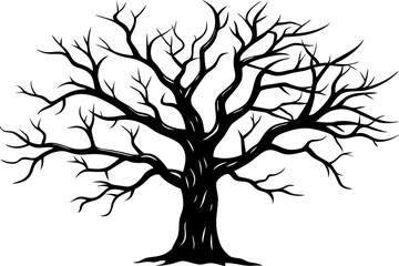 Fototapeta premium Dead Tree Silhouette Vector, Silhouette of a leafless tree, branches. Vector illustration