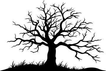 
Dead Tree Silhouette Vector art, Scary Trees black Silhouette, Forest Tree without leaves black and white clipart Collection