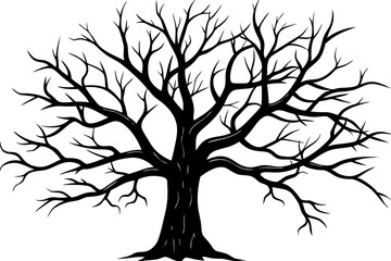 
Dead Tree Silhouette Vector art, Scary Trees black Silhouette, Forest Tree without leaves black and white clipart Collection
