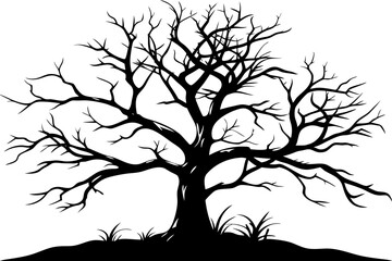 
Dead Tree Silhouette Vector art, Scary Trees black Silhouette, Forest Tree without leaves black and white clipart Collection