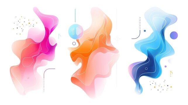 Liquid shape frame treatment colorful set. illustration