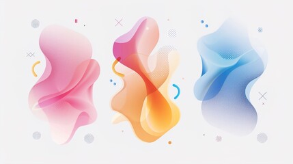 Liquid shape frame treatment colorful set. illustration