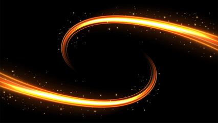 Obraz premium Twin Golden Motion Light Trails, Long Time Exposure Motion Blur Effect, Vector Illustration