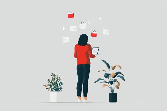 Stay Connected and Informed: Minimalist Graphic of Person Subscribing to Exclusive Offers Newsletter on E-Commerce Site