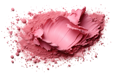 Ethereal Blooms: A Magnified Vision of Pink Powder on White Canvas on White or PNG Transparent Background.
