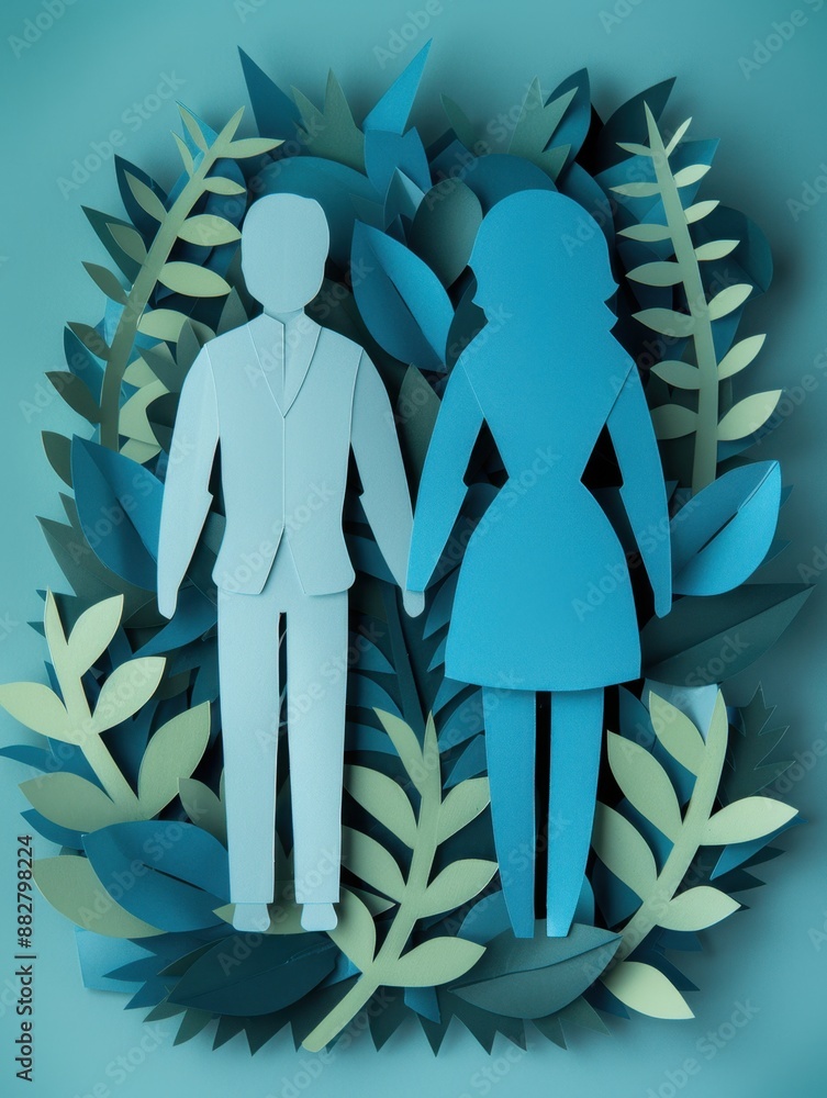 Poster creative paper cutout icons representing partnership, cooperation, and artistic representation with 