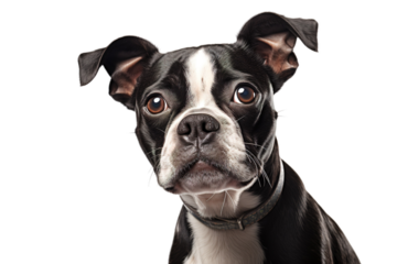 The Melancholic Gaze of a Monochrome Canine on White or PNG Transparent Background.