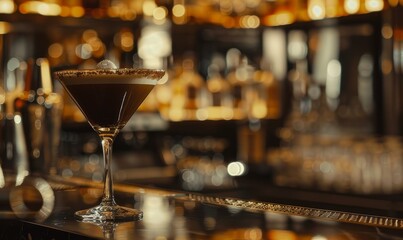 Chocolate alcoholic cocktail on the bar counter