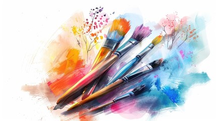 Obraz premium Colorful Brushes and Abstract Splashes