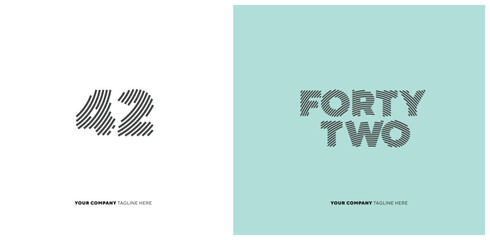 Number or Digit 42 forty two, with line effect editable vector.