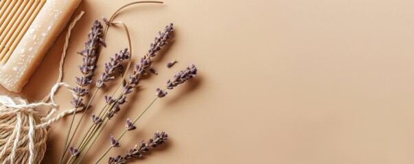 Lavender on a beige background