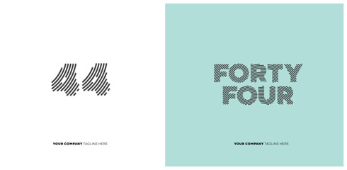 Number or Digit 44 forty four, with line effect editable vector.