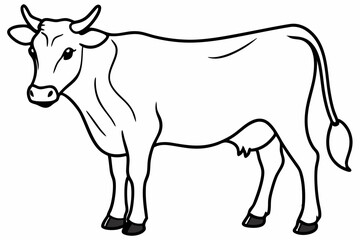 cow line art vector illustration	
