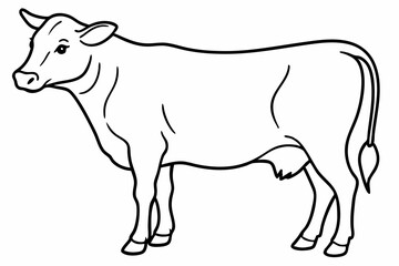 cow line art vector illustration	
