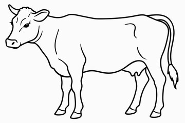 cow line art vector illustration	

