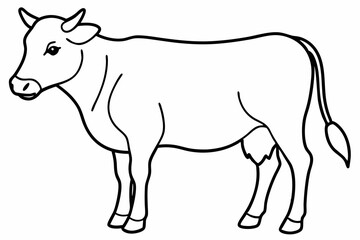 cow line art vector illustration	
