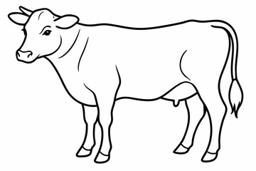 cow line art vector illustration	
