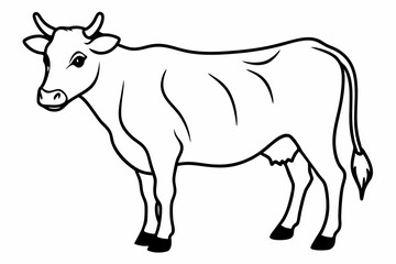 cow line art vector illustration	
