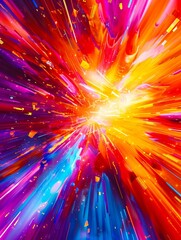 A colorful explosion with bright colors.