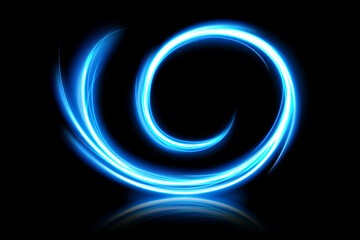 Blue Light Spiral Effect on Dark Background, Vector Illustration