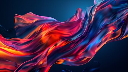 Fototapeta premium Abstract digital art with a blend of red, blue, and purple flowing waves.