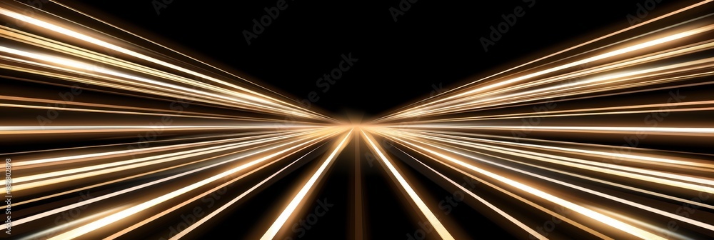 Poster abstract gold lines background with fast motion effect on dark, modern style template