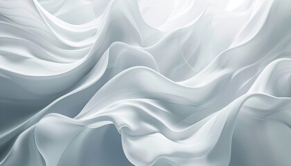 Obraz premium Abstract Fluid Waves in White Tones, Minimalistic and Modern Background with Copy Space