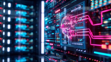 Obraz premium A visualization of data being processed by an AI system.