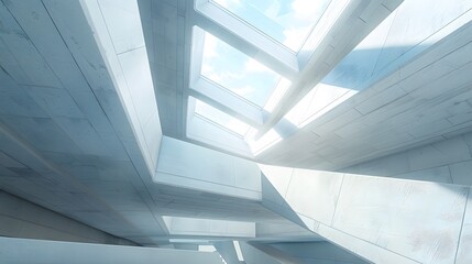 Naklejka premium Modern Architectural Design with Skylights and Geometric Patterns