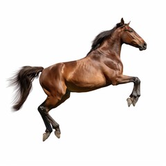 Fototapeta premium Jumping horse isolated white background dynamic action concept