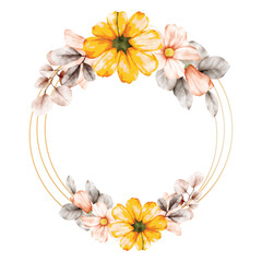 border frame floral watercolor invitation