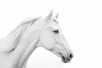White horse portrait with flowing mane and strong features elegance concept