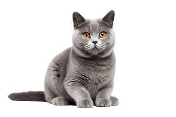Obraz premium Majesty of a Gray Cat on White on White or PNG Transparent Background.
