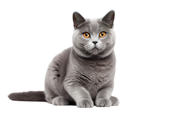 Majesty of a Gray Cat on White on White or PNG Transparent Background.