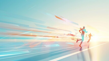 Design a digital artwork of a marathon finish line