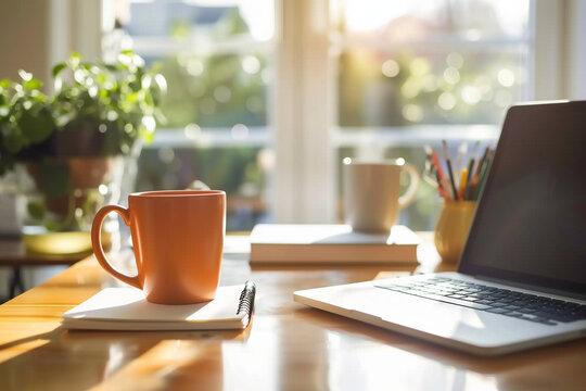 cup of coffee and laptop