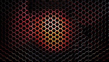 Abstract Illuminated Honeycomb Pattern with Glowing Center, Digital Background., Abstract Background
