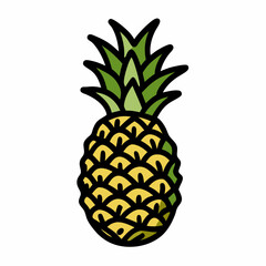 Pineapple Hand Drawn Doodle Icon, isolated white background (18)