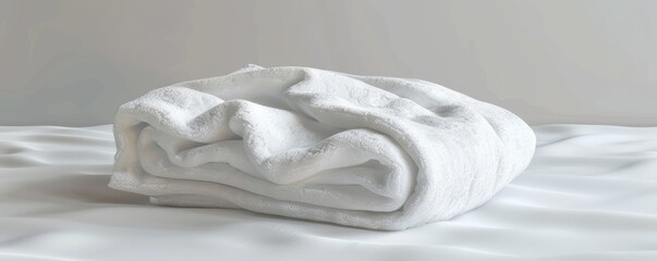 Obraz premium Isolated white towel on white background mockup, 4K hyperrealistic photo