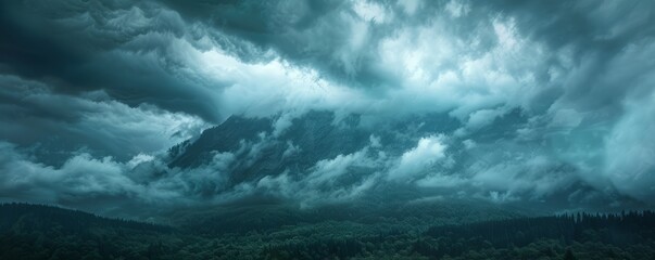 Fototapeta premium Storm Clouds Over Mountain Texture Background, 4K hyperrealistic photo