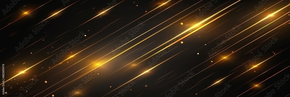Poster abstract background with diagonal gold lines and glowing particles on a dark background